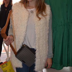 Adorable white fuzzy long vest !!!